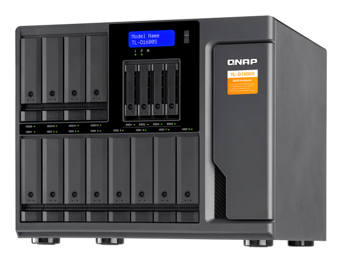 QNAP TL-D1600S storage drive enclosure HDD/SSD enclosure Black, Grey 2.5/3.5"