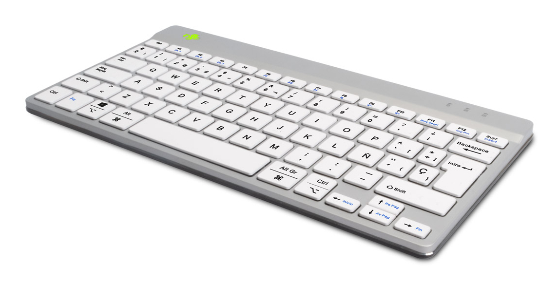 R-Go Tools Ergonomic keyboard R-Go Compact Break, compact keyboard with break software, QWERTY (ES), Bluetooth, white