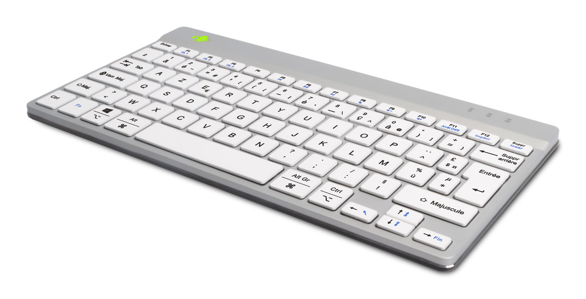 R-Go Tools Ergonomic keyboard R-Go Compact Break, compact keyboard with break software, AZERTY (FR), Bluetooth, white
