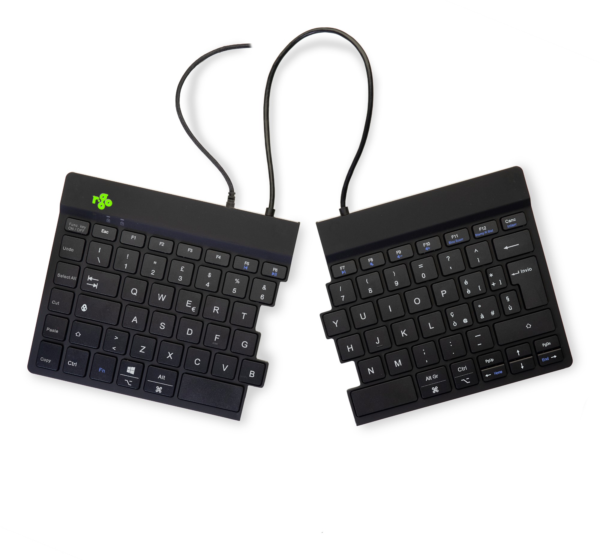R-Go Tools Ergonomic keyboard R-Go Split Break v2 with break software, ergonomic split keyboard, QWERTY (IT), Wired, black