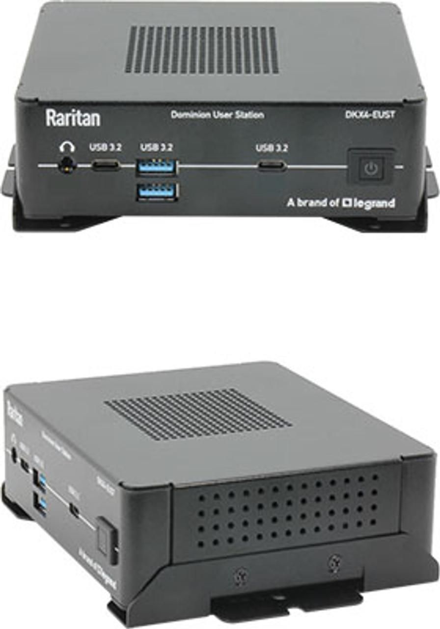Raritan Enhanced Ultra high performance User Station, provides access to 4K servers at 60 fps, up to 4 monitors (2 on USB-C). Video ports: HDMI/DP/USB-C, Dual Gigabit LAN Ports