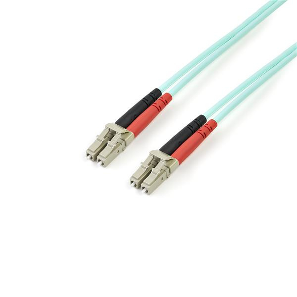 StarTech.com 3m (10ft) LC/UPC to LC/UPC OM3 Multimode Fiber Optic Cable, Full Duplex 50/125µm Zipcord Fiber Cable, 100G, Low Insertion Loss, LSZH Fiber Jumper Cord
