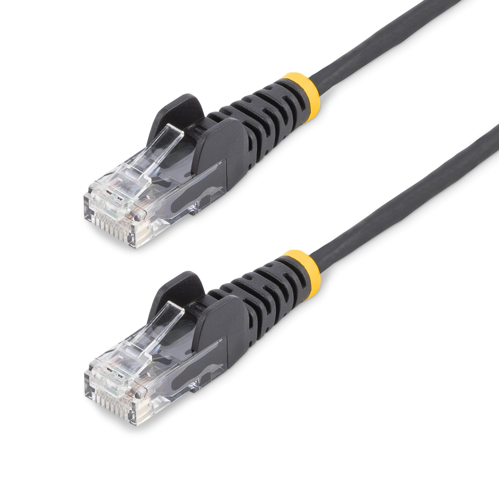 StarTech.com 15m Black Slim CAT6 Ethernet Cable, Snagless, 100W PoE, UTP, LSZH, 28AWG Pure Bare Copper Wire, Slim RJ45 Network Patch Cord w/Strain Reliefs, Fluke Tested