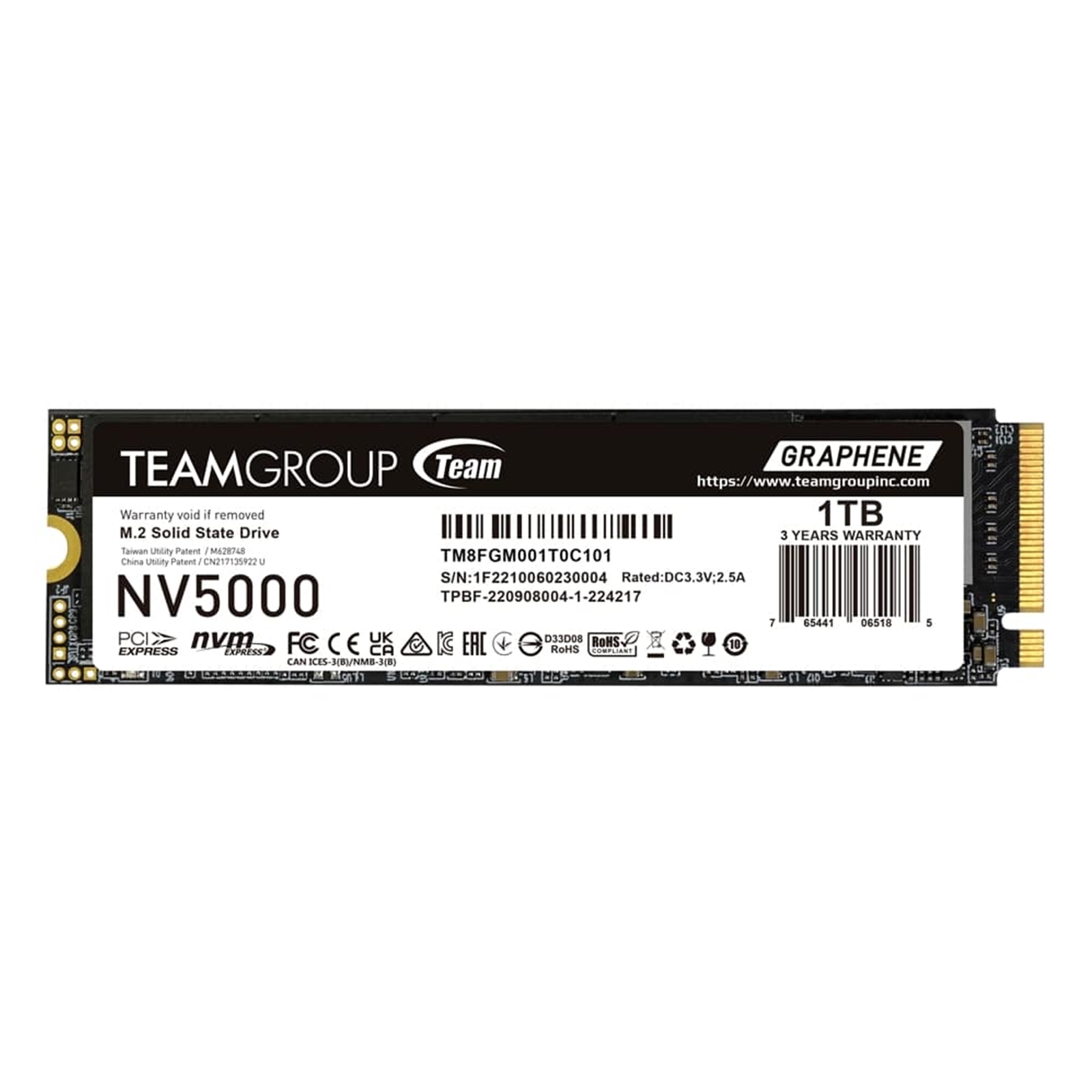 Team Group NV5000 (TM8FGM001T0C101) 1TB M.2 Interface, PCIe Gen4x4 with NVMe, 2280, Read 5000MB/s, Write 3000MB/s, 3 Year Warranty