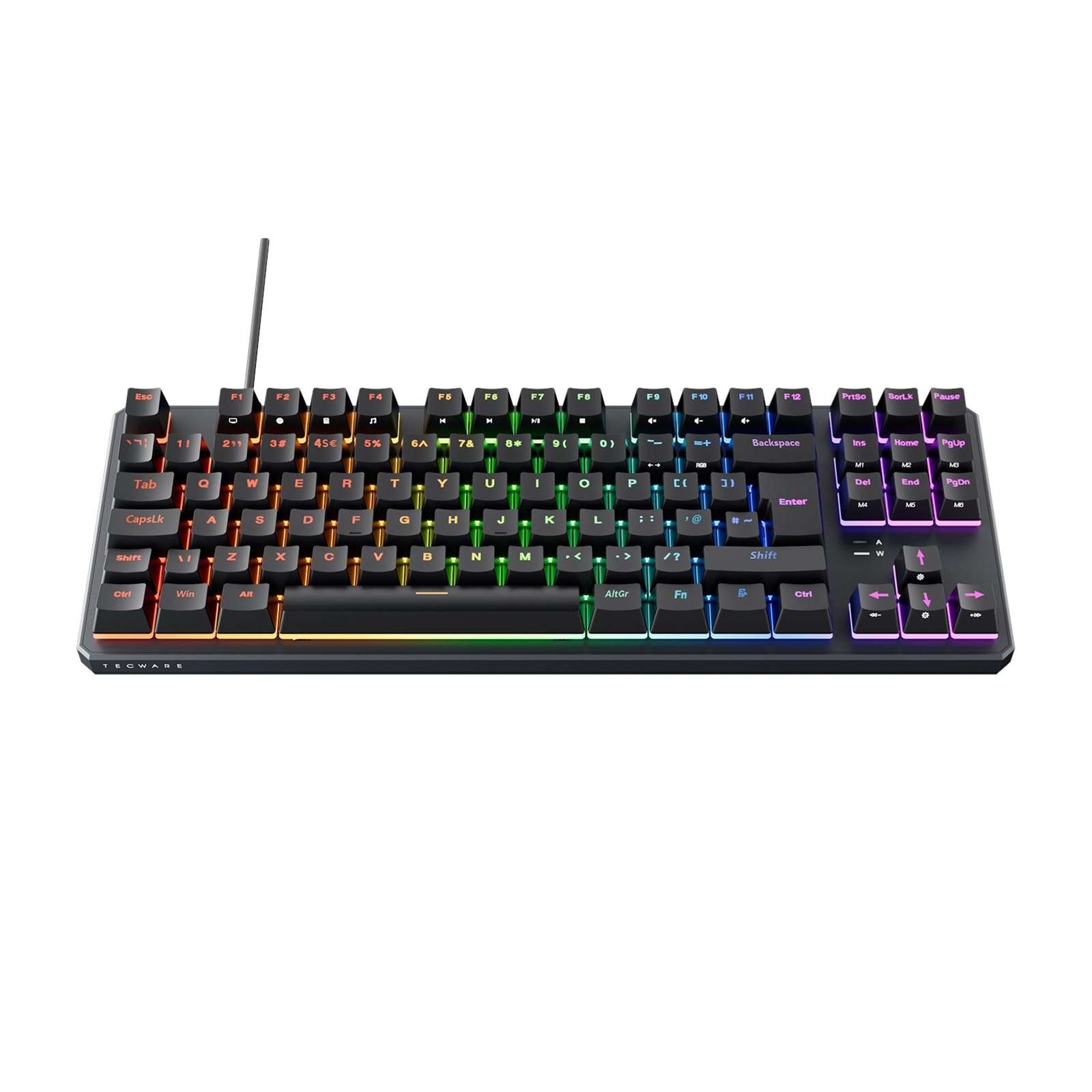TECWARE Phantom+ 80% TKL RGB Mechanical Gaming Keyboard with Wraith Red Switches Black
