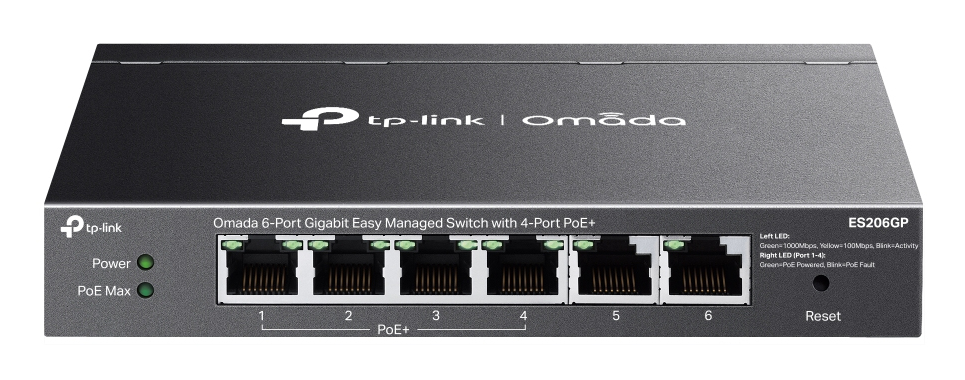 TP-Link Omada ES206GP network switch Managed Gigabit Ethernet (10/100/1000) Power over Ethernet (PoE) Black