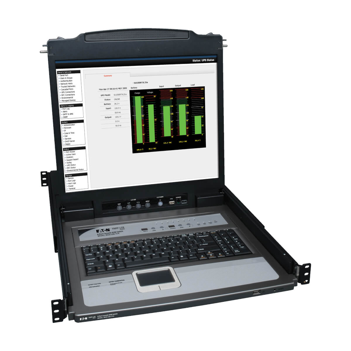 Tripp Lite B020-U08-19-K NetDirector 8-Port 1U Rack-Mount Console KVM Switch with 19-in. LCD + 8 PS2/USB Combo Cables