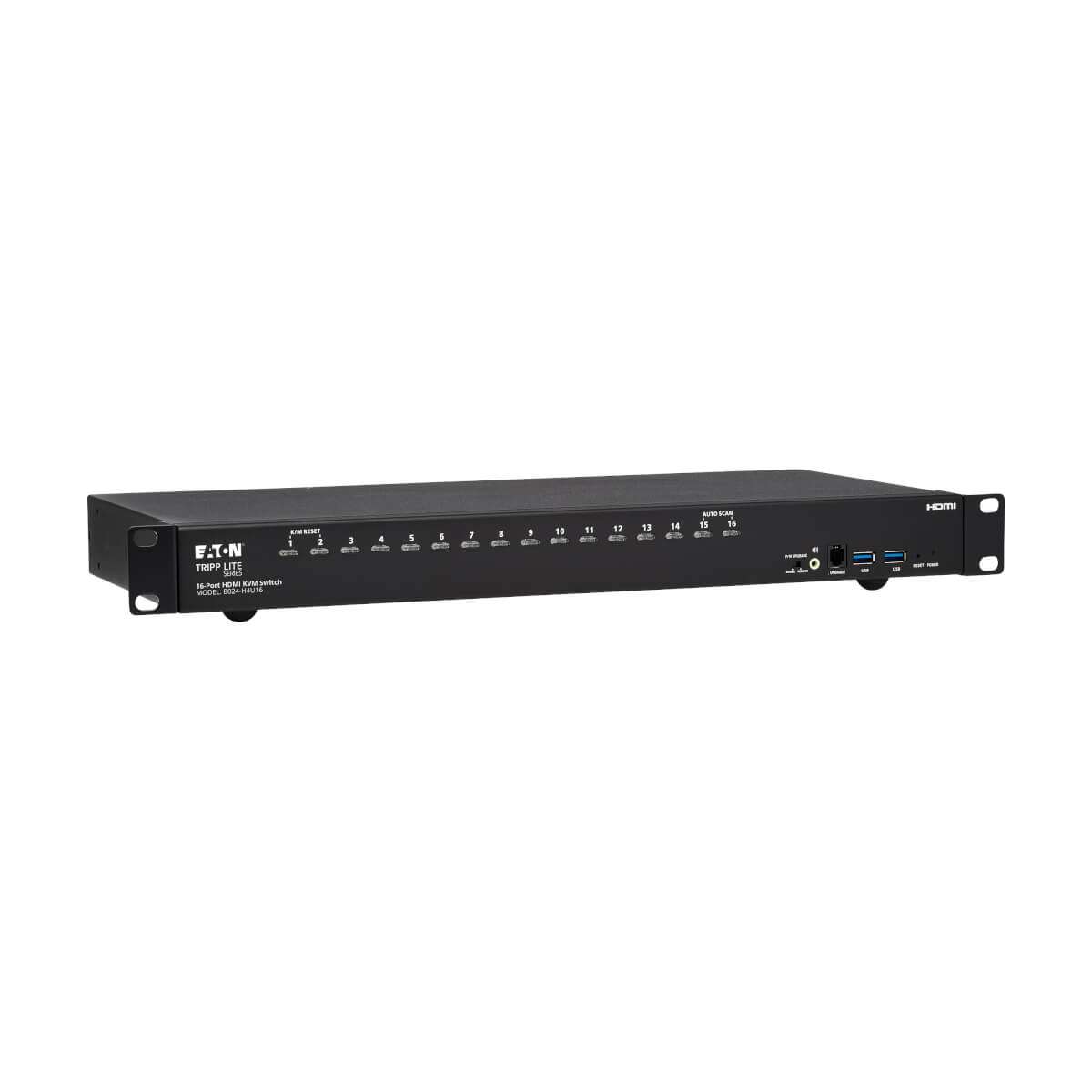 Tripp Lite B024-H4U16 16-Port 4K HDMI/USB KVM Switch - 4K 60 Hz Video/Audio, USB Peripheral Sharing, 1U Rack-Mount