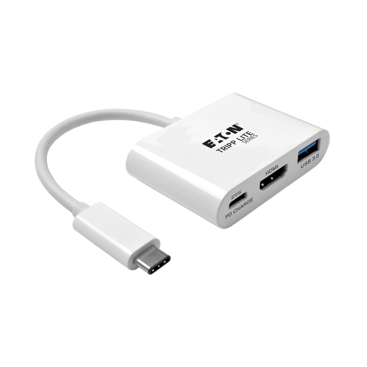 Tripp Lite U444-06N-HU-C USB-C to HDMI Adapter with USB 3.x (5Gbps) Hub Port and PD Charging, HDCP, White