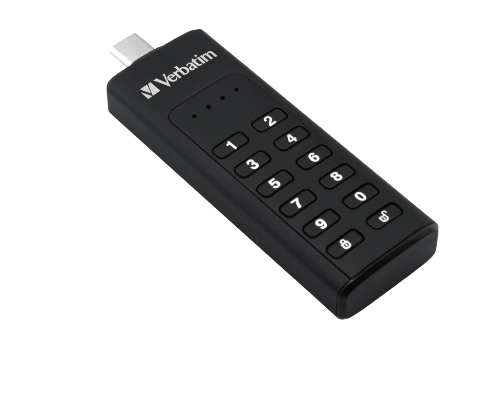 Verbatim Keypad Secure - USB-C Drive with Password Protection and AES-256 HW encryption to protect your data - 64 GB - Black