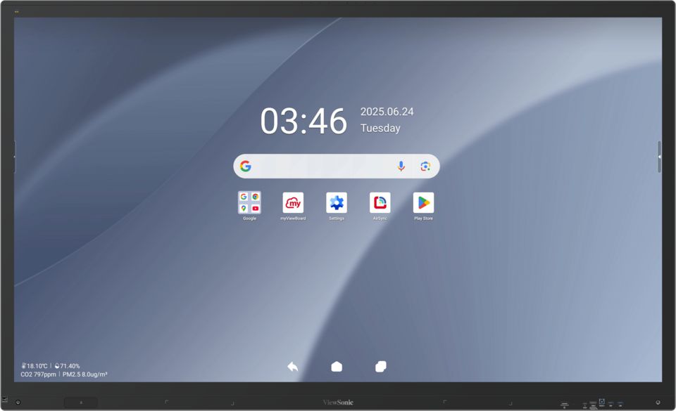 Viewsonic ViewBoard 63 serie touchscreen 75 inch UHD - Android 15.0 - PCAP 500 nits - USB-C - DP