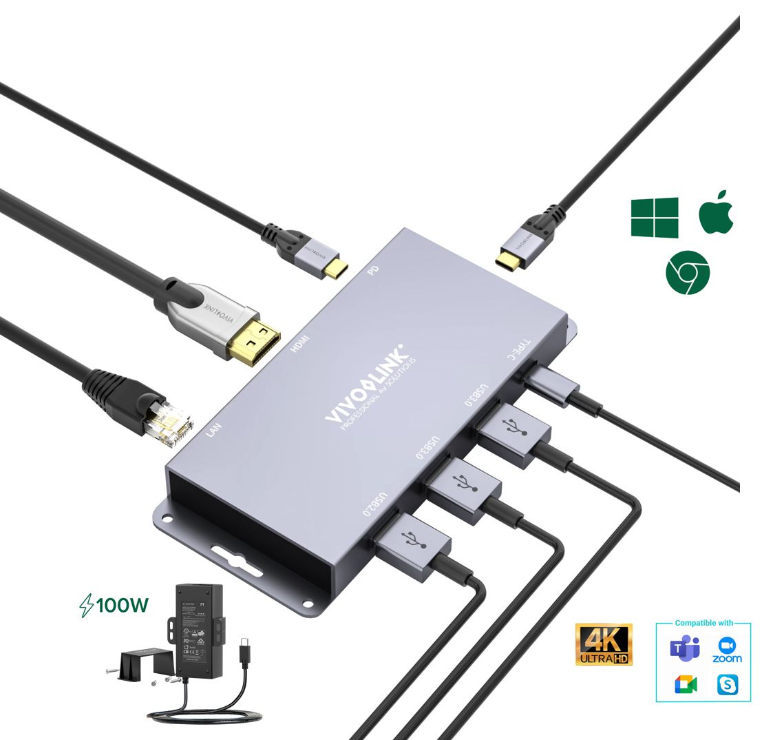 Vivolink VLUSBCHUB2 interface hub USB 3.2 Gen 2 (3.1 Gen 2) Type-C 10000 Mbit/s Grey