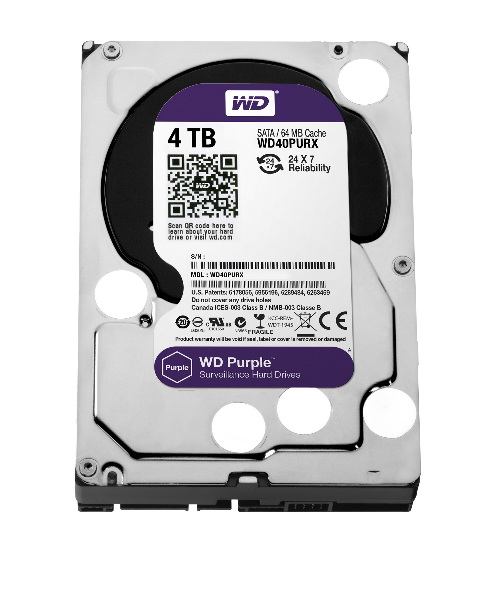 Western Digital Purple 4TB internal hard drive Variable 64 MB 3.5" Serial ATA III